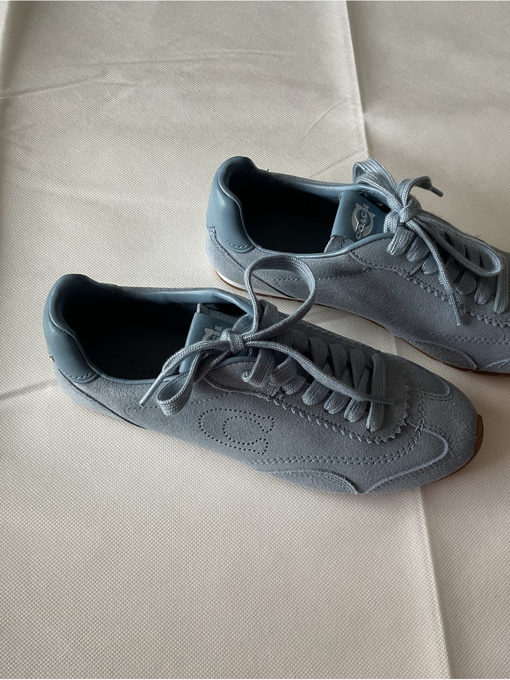 Coach Light Blue Suede Sneaker Trainers - Picture 3 of 9